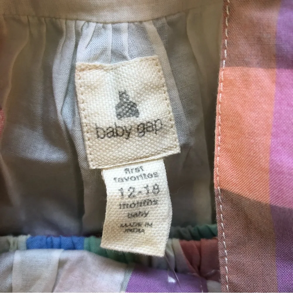 NWT Baby Gap Pastel Rainbow Plaid 3pc Outfit- Top, Bloomers, Headband